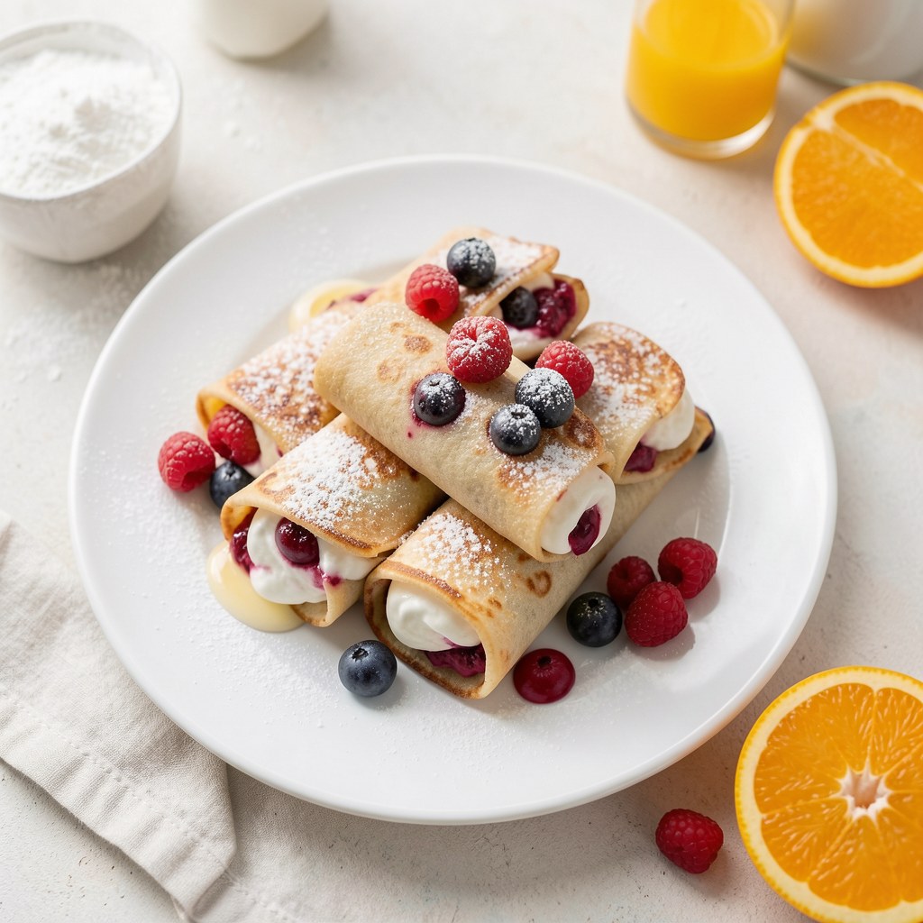 Roladki naleśnikowe z kremem jagodowym