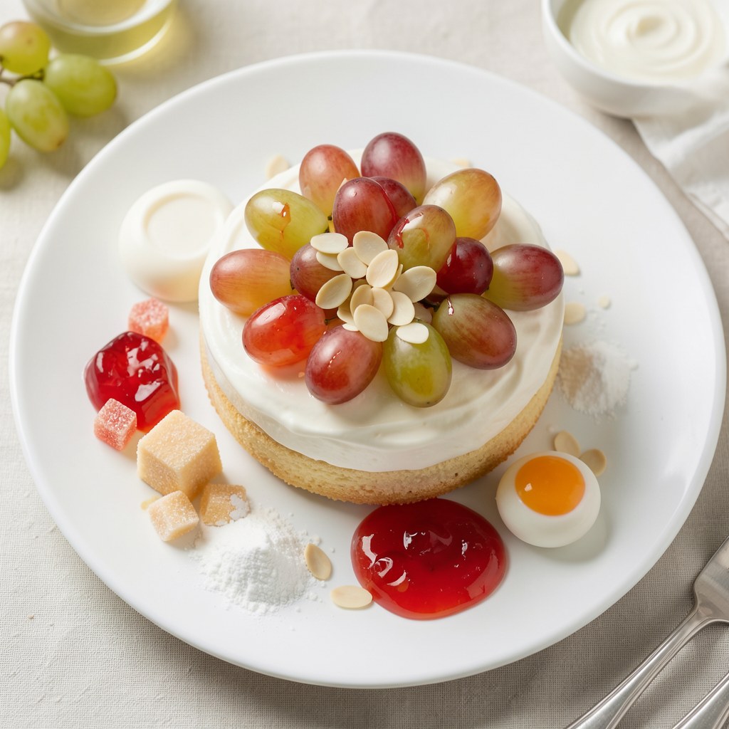 Torcik z masą jogurtową i winogronami