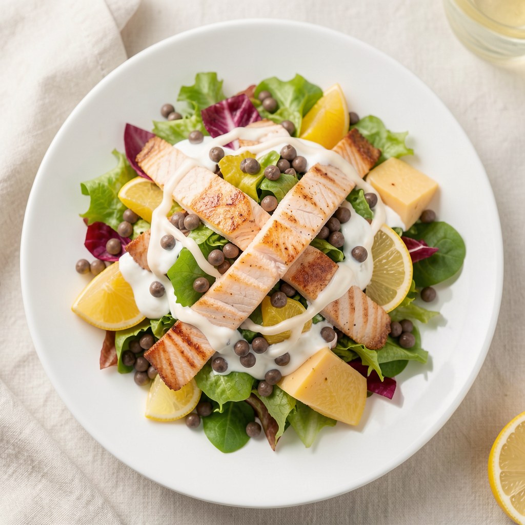 Sałatka z wędzonym łososiem :