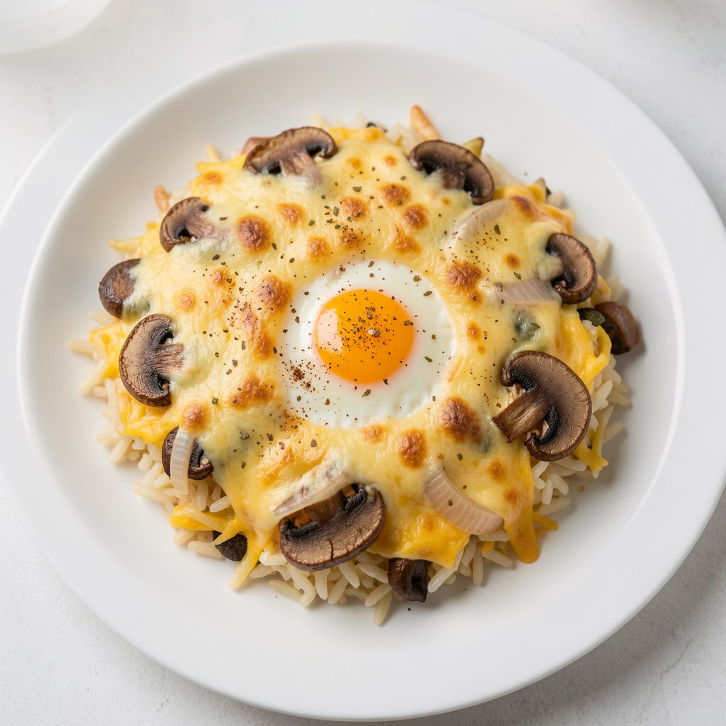 Zapiekanka ryżowa z sadzonymi jajkami