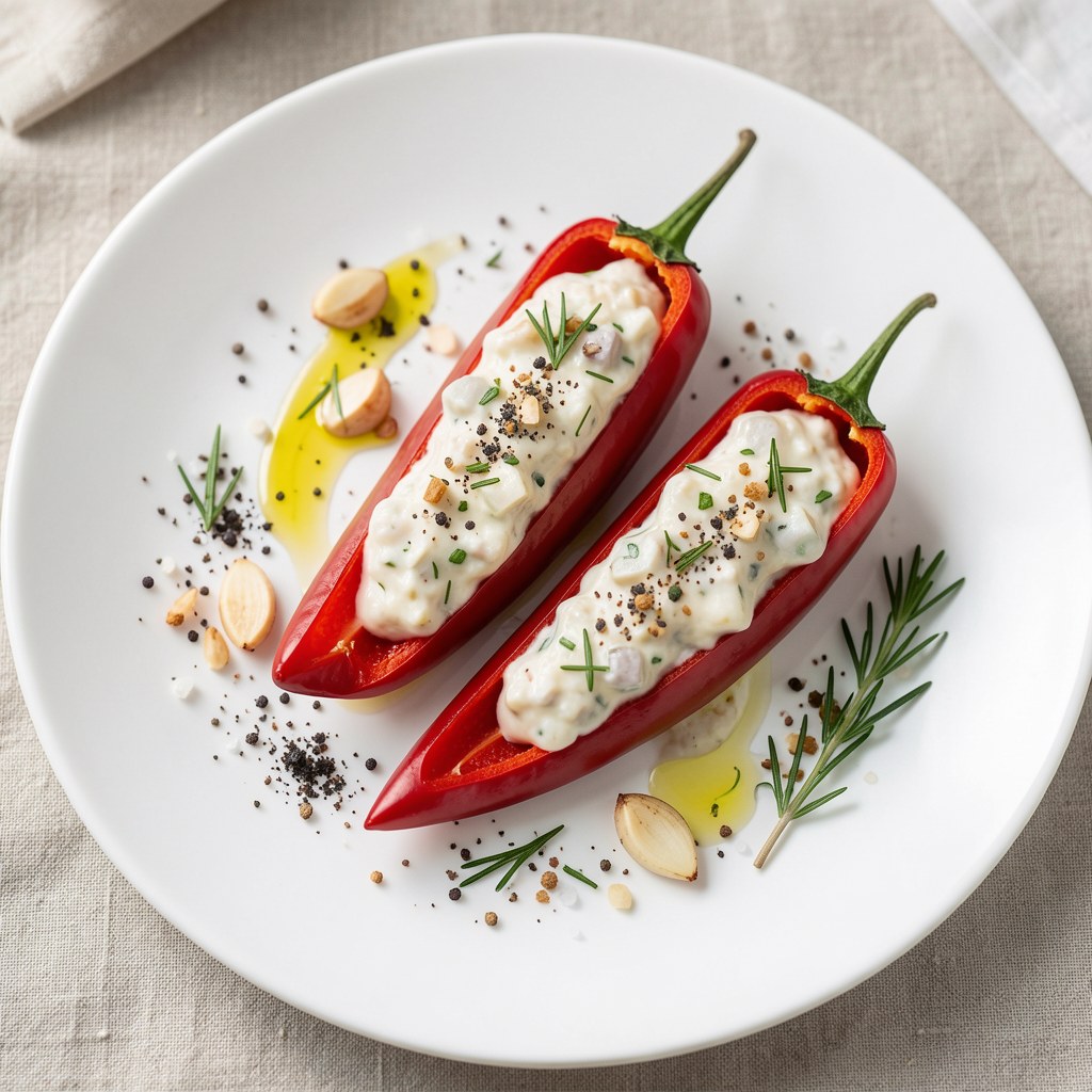 Papryczki chilli nadziewane serem kozim
