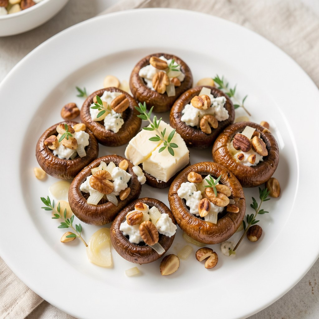 Pieczarki nadziewane orzechami włoskimi i gorgonzolą