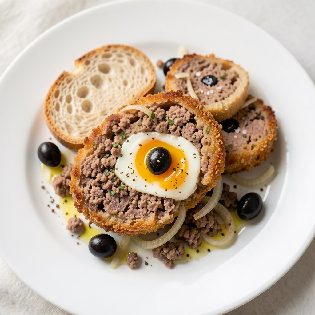 Mielone z czarnymi oliwkami z serem