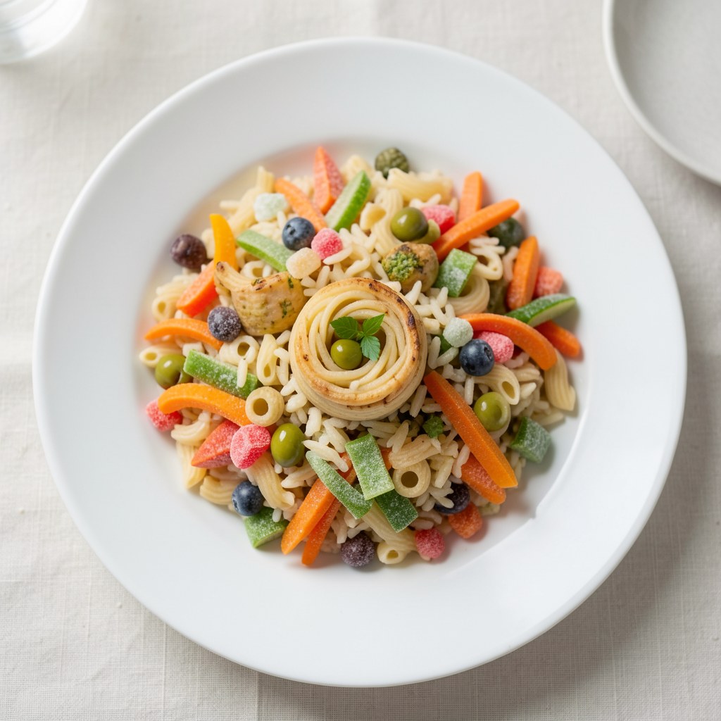 Jaskółcze gniazda na warzywach z makaronem ryżowym