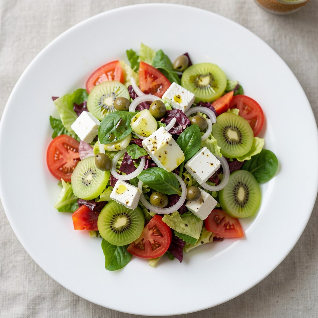 Sałatka z kiwi, Fetą i mixem sałat