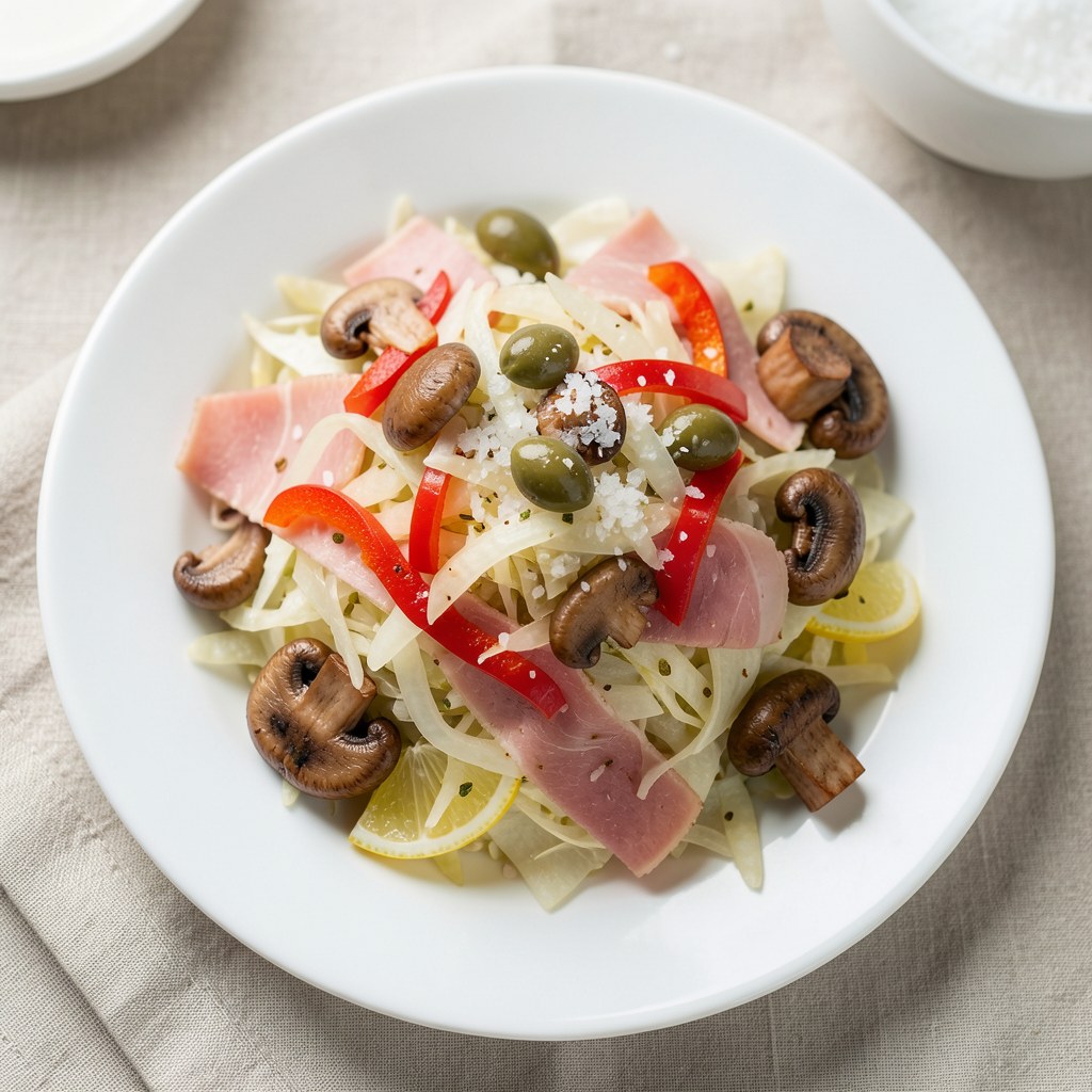 Sałatka z białej kapusty i pieczarek