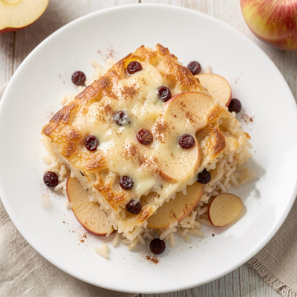 Ryż zapiekany z jabłkami i rodzynkami