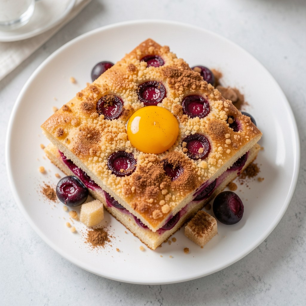 kruchy placek z wiśniami