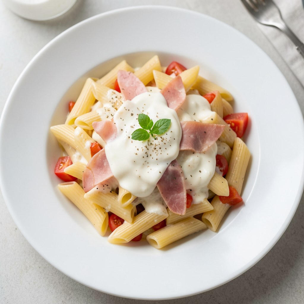 Makaron penne z szynką a'la carbonara