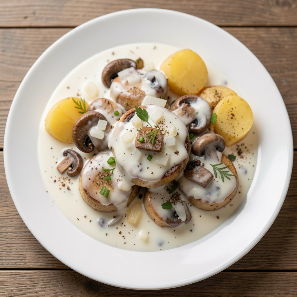 Maślaki duszone w śmietanie