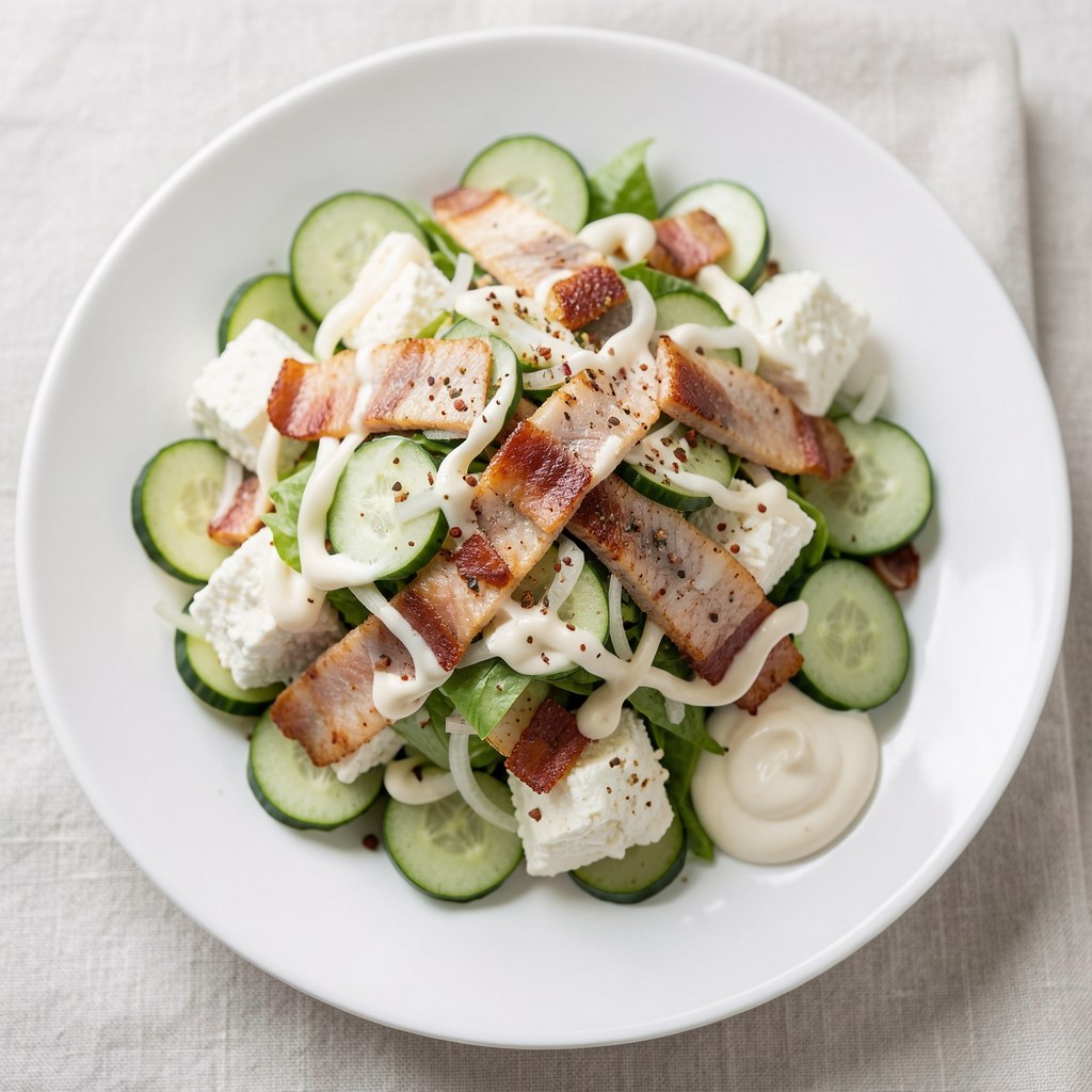 Sałatka z twarogu z wędzoną makrelą