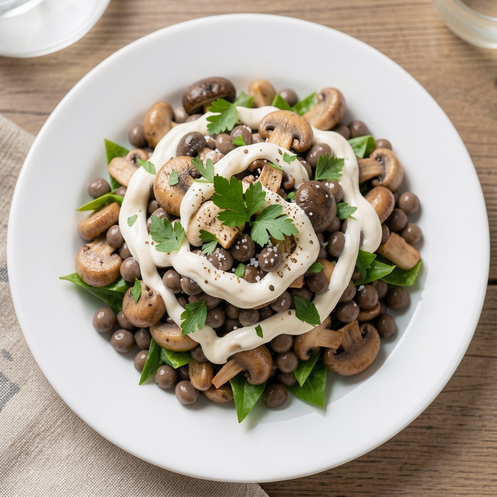 Sałatka z pieczarek i groszku konserwowego