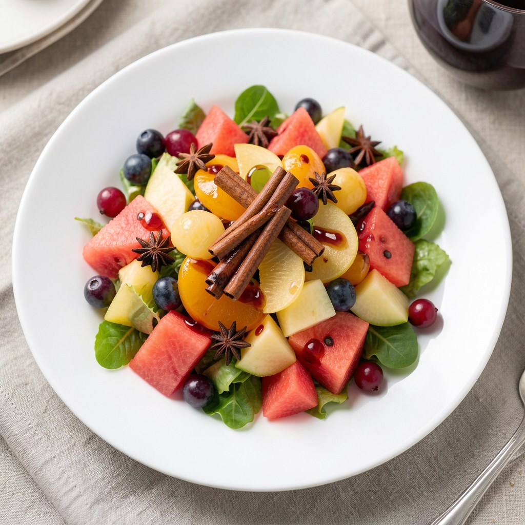 Sałatka owocowa z sosem winnym