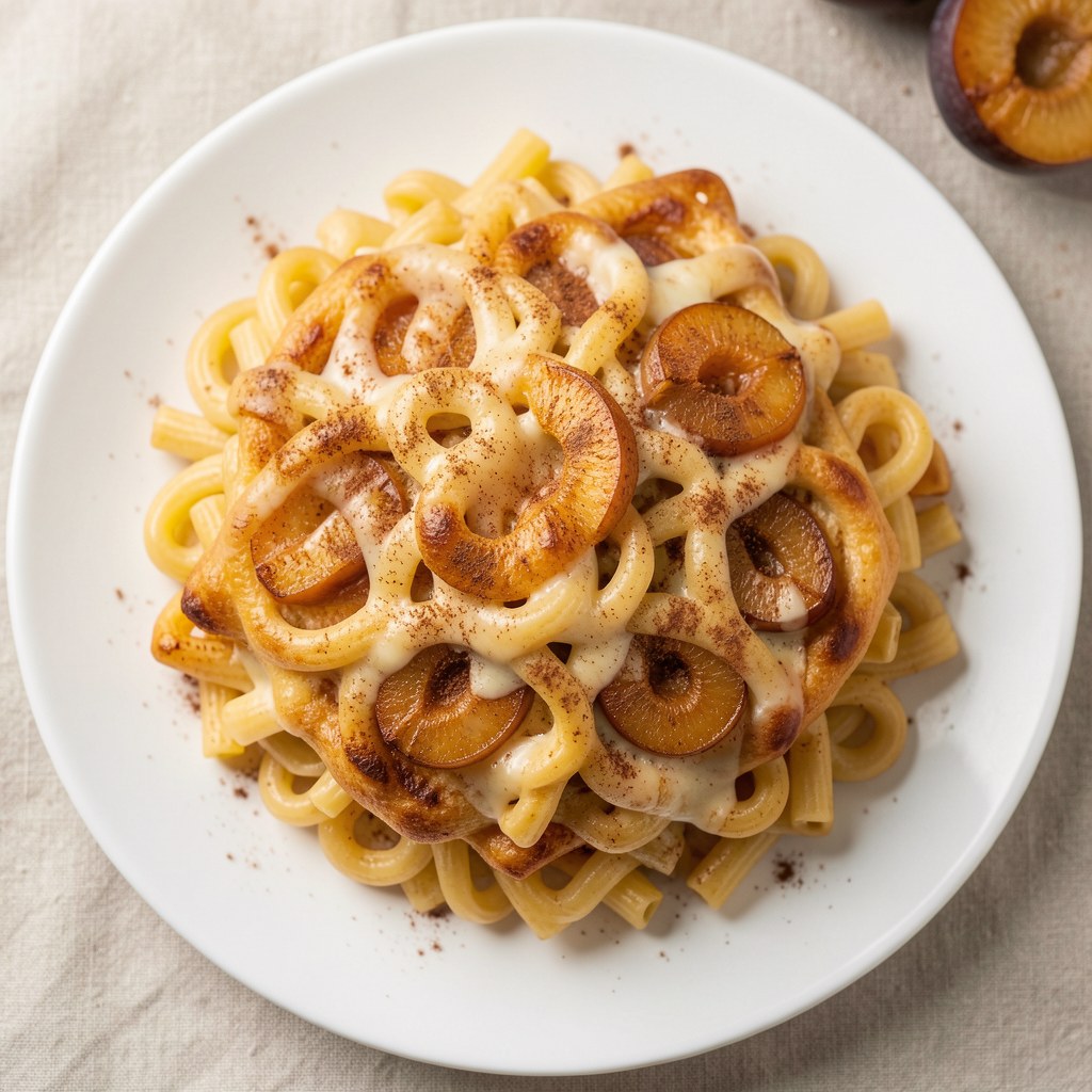 Makaron zapiekany ze śliwkami