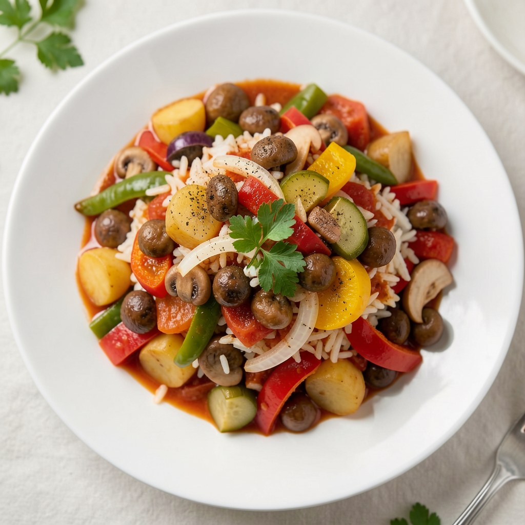 Warzywny gulasz z ryżem