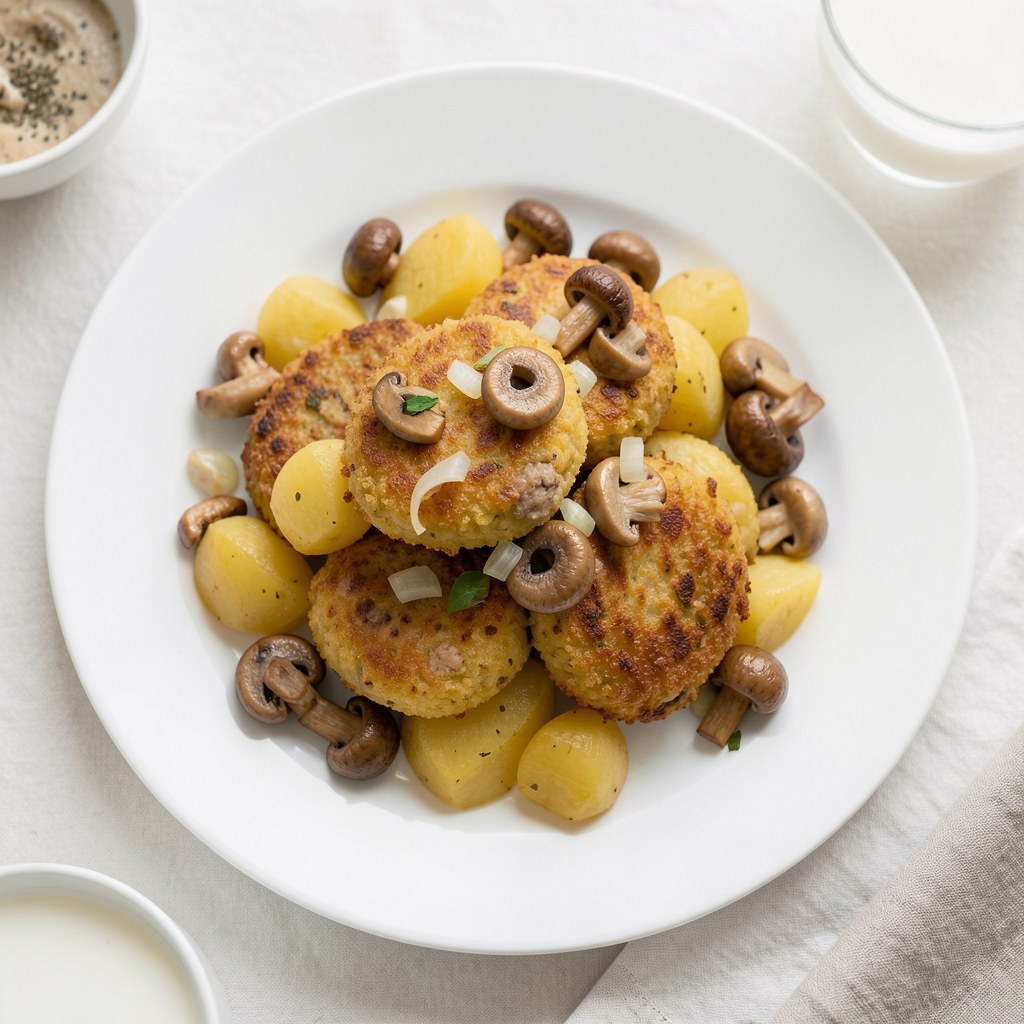 Krokiety z ziemniaków, kurczaka i pieczarek