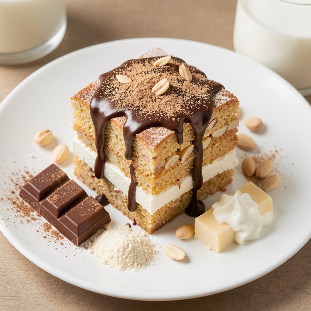 Kruche ciasto orzechowo-miodowe z budyniem