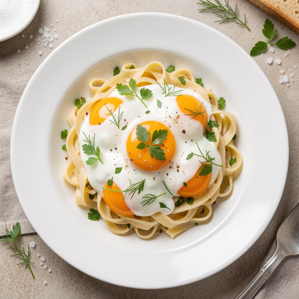 Jaja ze szczypiorkiem i śmietana