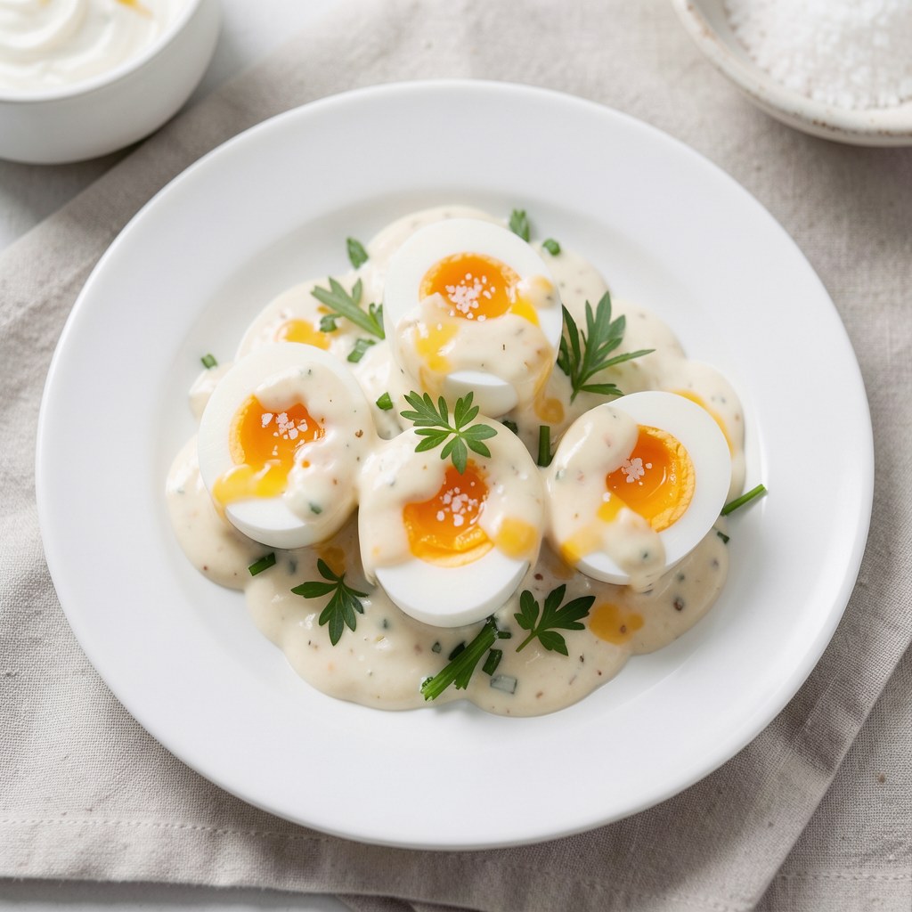 Jaja w sosie szczypiorkowym