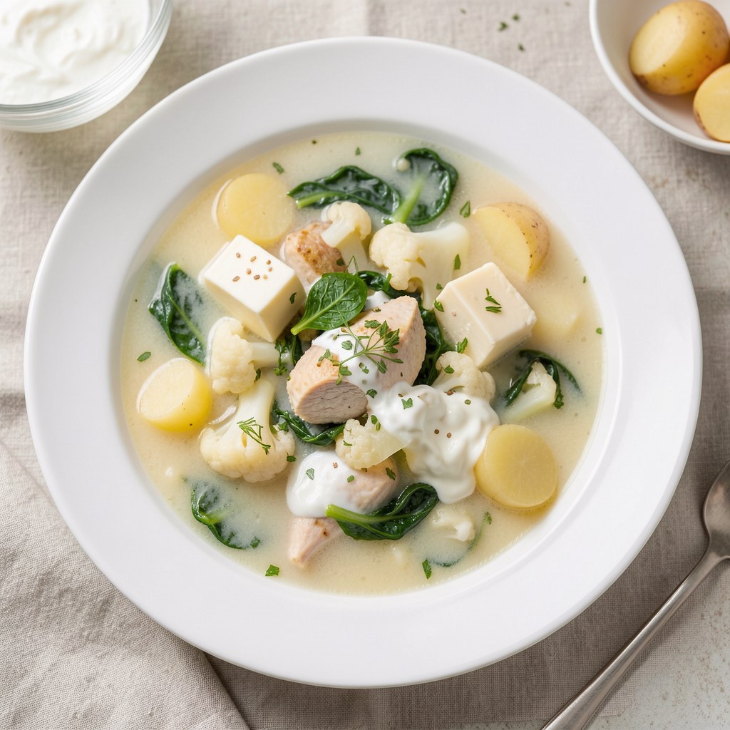 Zupa z głąba i liści kalafiora