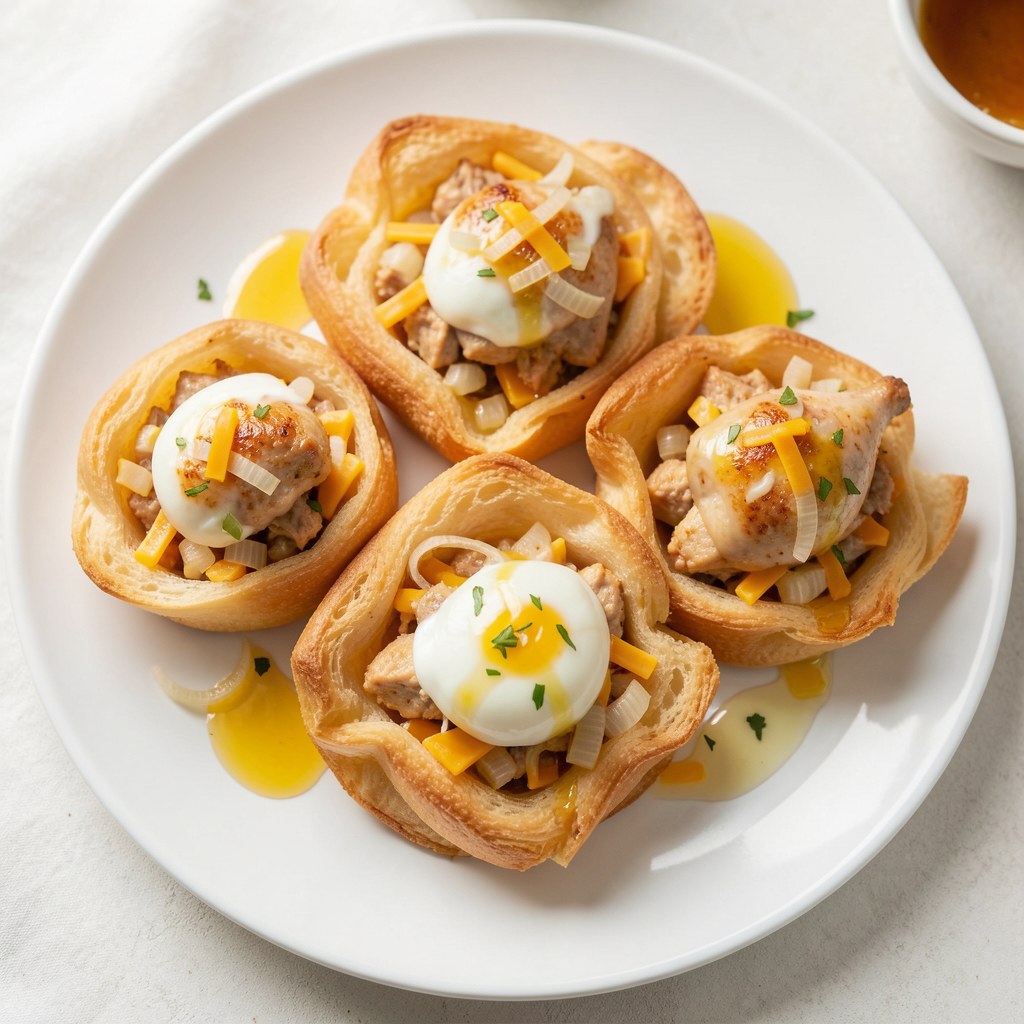 Ciasto francuskie z gotowanym kurczakiem