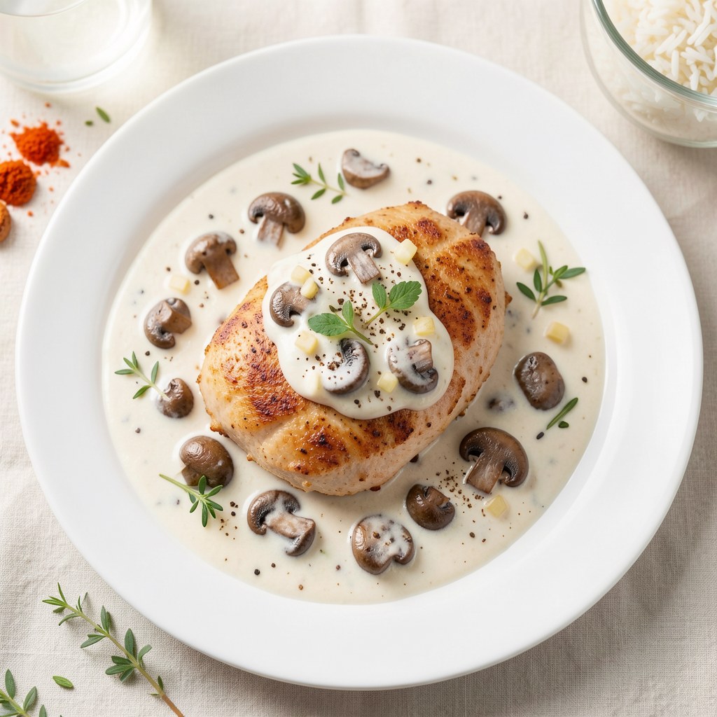 Eskalopki z kurczaka z pieczarkami w sosie śmietanowym