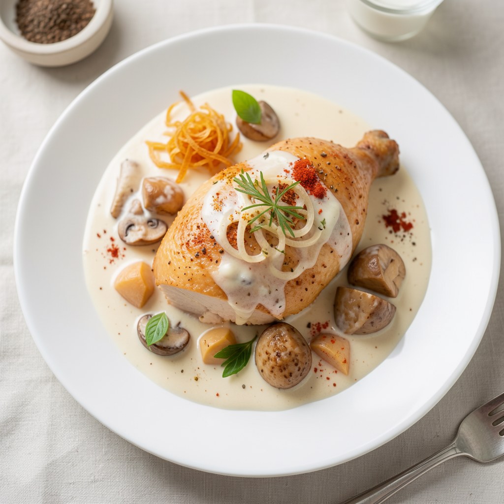 Piersi z kurczaka duszone z kurkami