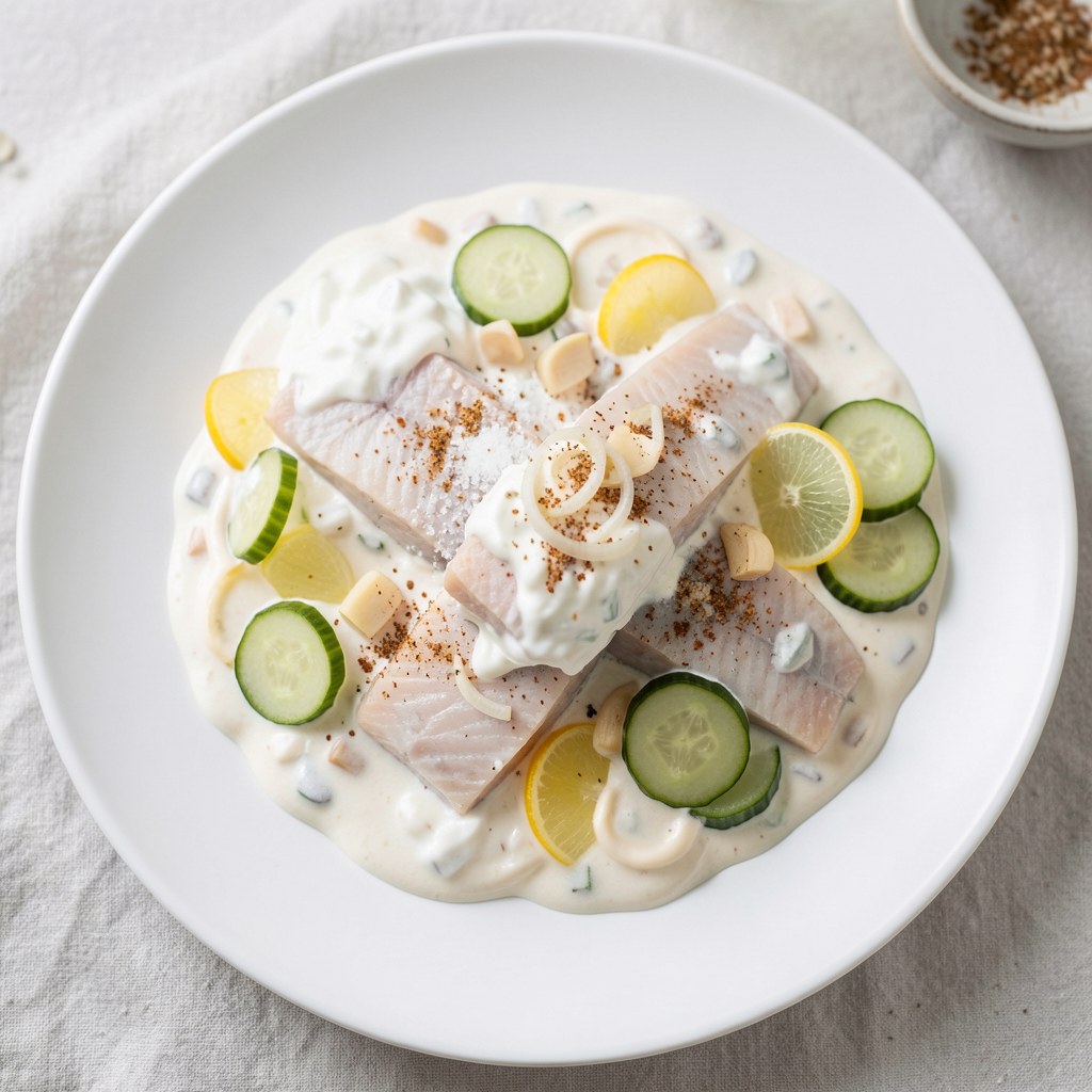 Śledzie w sosie jogurtowo-czosnkowym