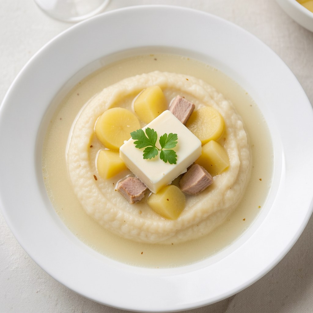 Puree ziemniaczano-kalarepkowe na bulionie