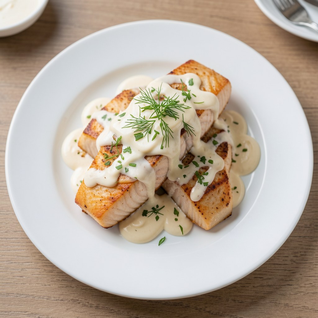 Łosoś pod koperkowo-majonezową kołderką