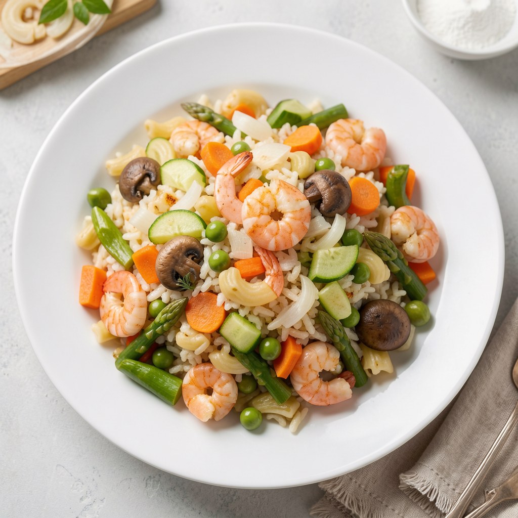 Makaron ryżowy z krewetkami