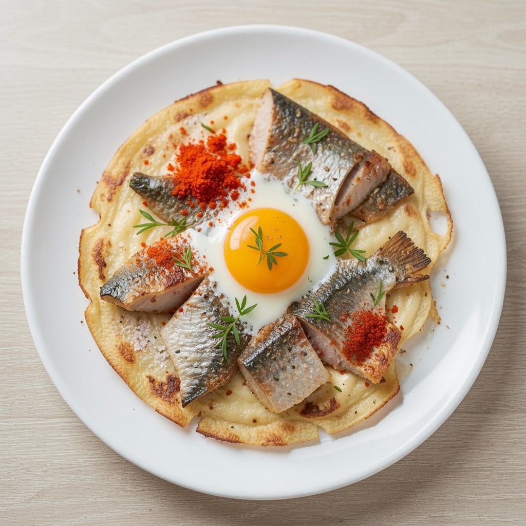 Jajecznica z węgorzem na maśle