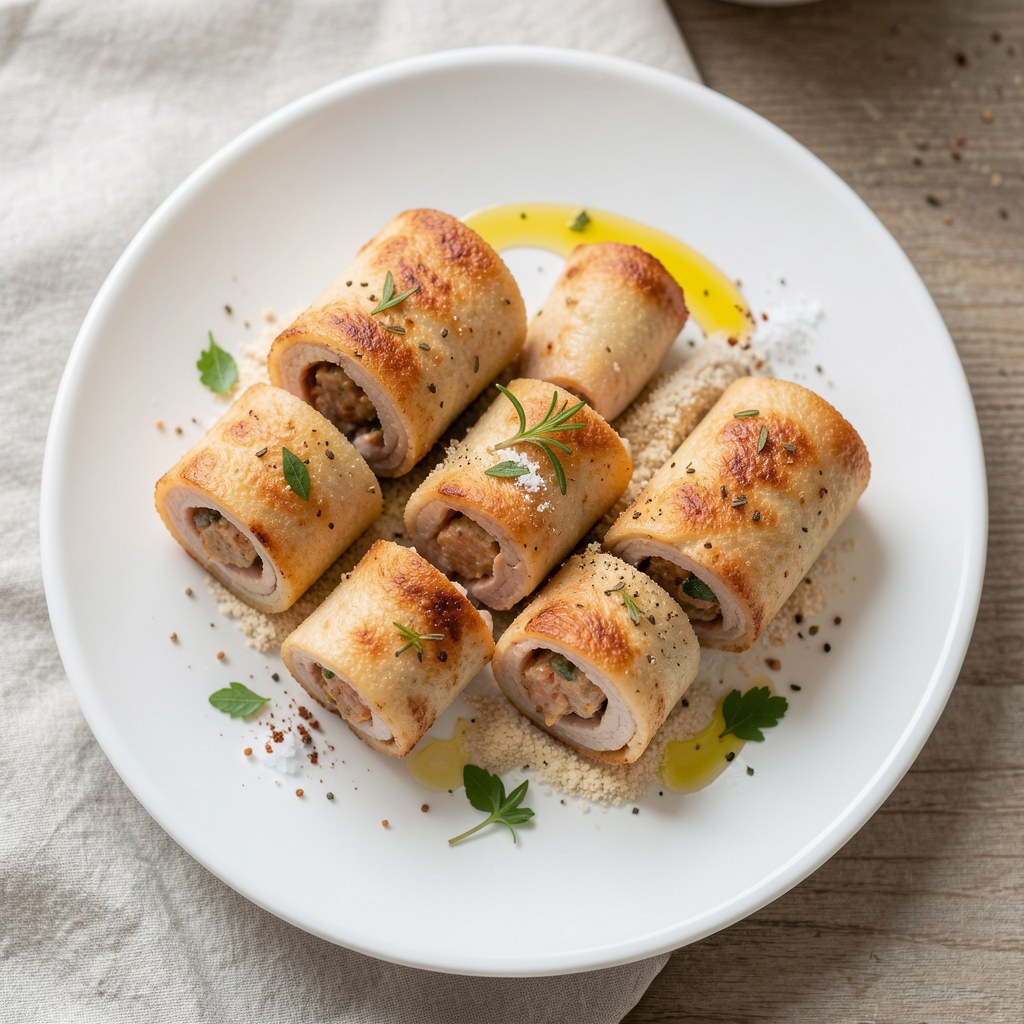 Roladki z pstrąga z kurkami