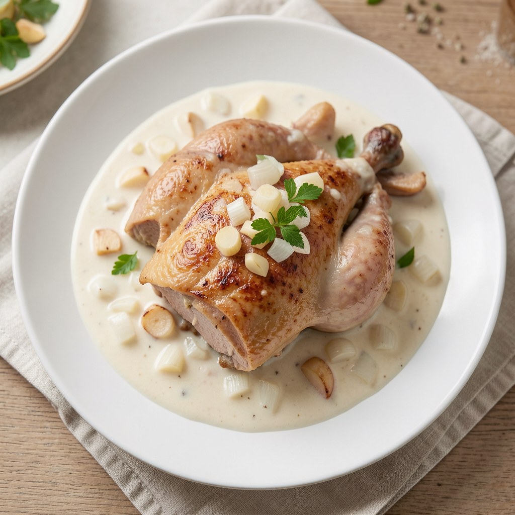 Królik duszony w sosie śmietanowym