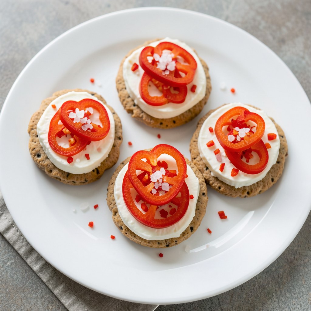 kanapki z herbatników z papryką