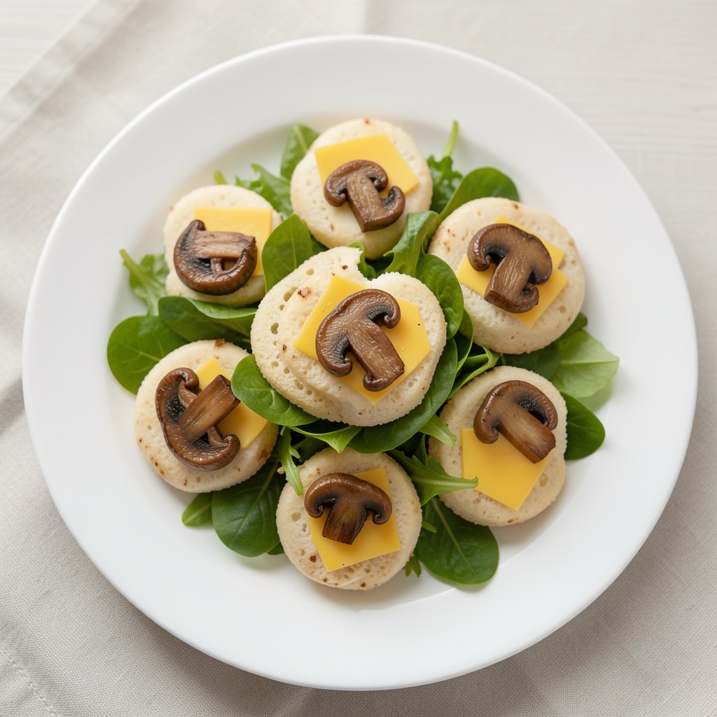 Koreczki na serze z sałatą i grzybkiem marynowanym