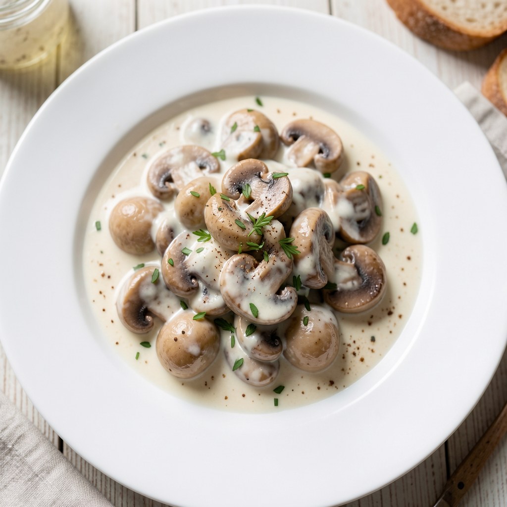 Pieczarki w sosie smietanowym