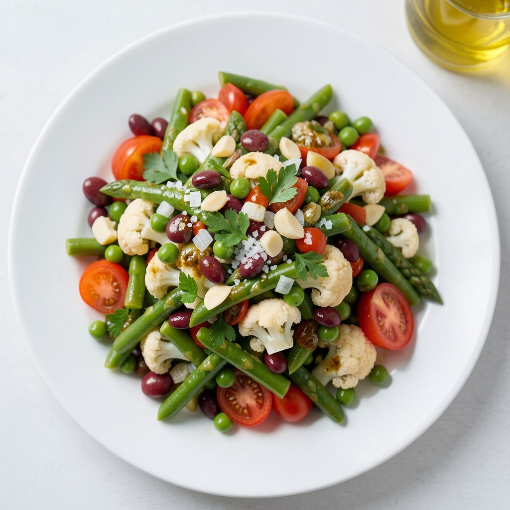 sałatka z zieloną i czerwoną fasolkoą.