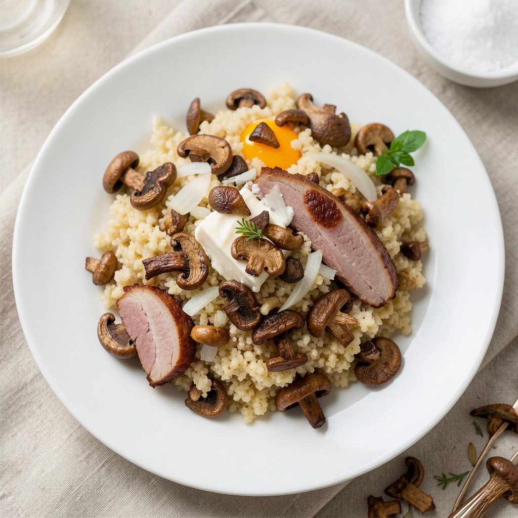 Kasza gryczana wypiekana z suszonymi grzybami