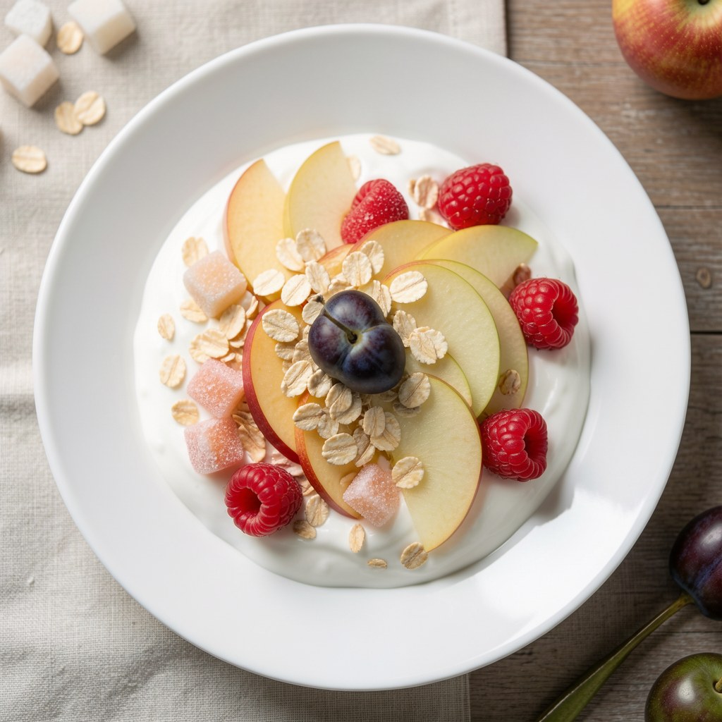 Deser owocowy z płatkami