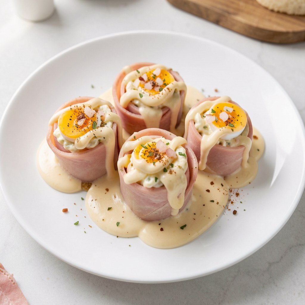 Roladki szynkowe z masą jajeczno-chrzanową