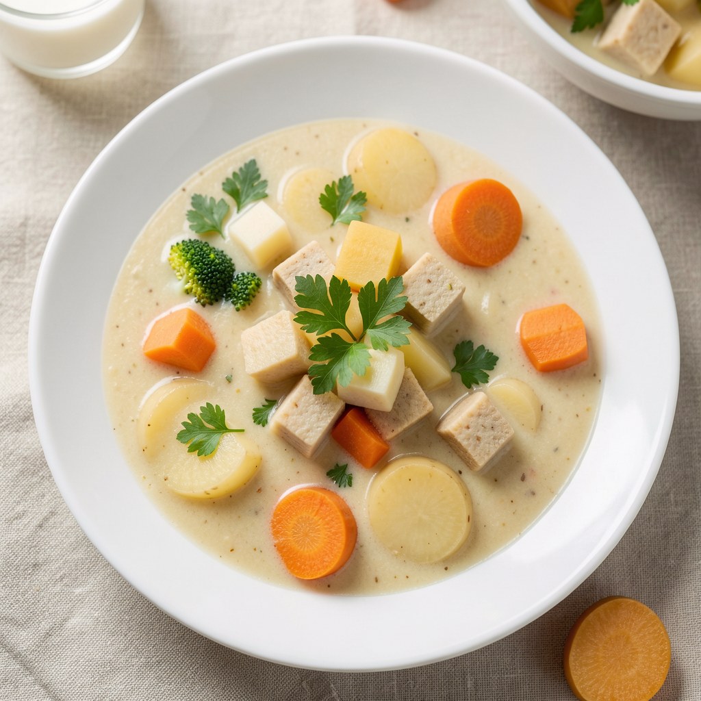 Kalafiorowa z parówkami na kostkach