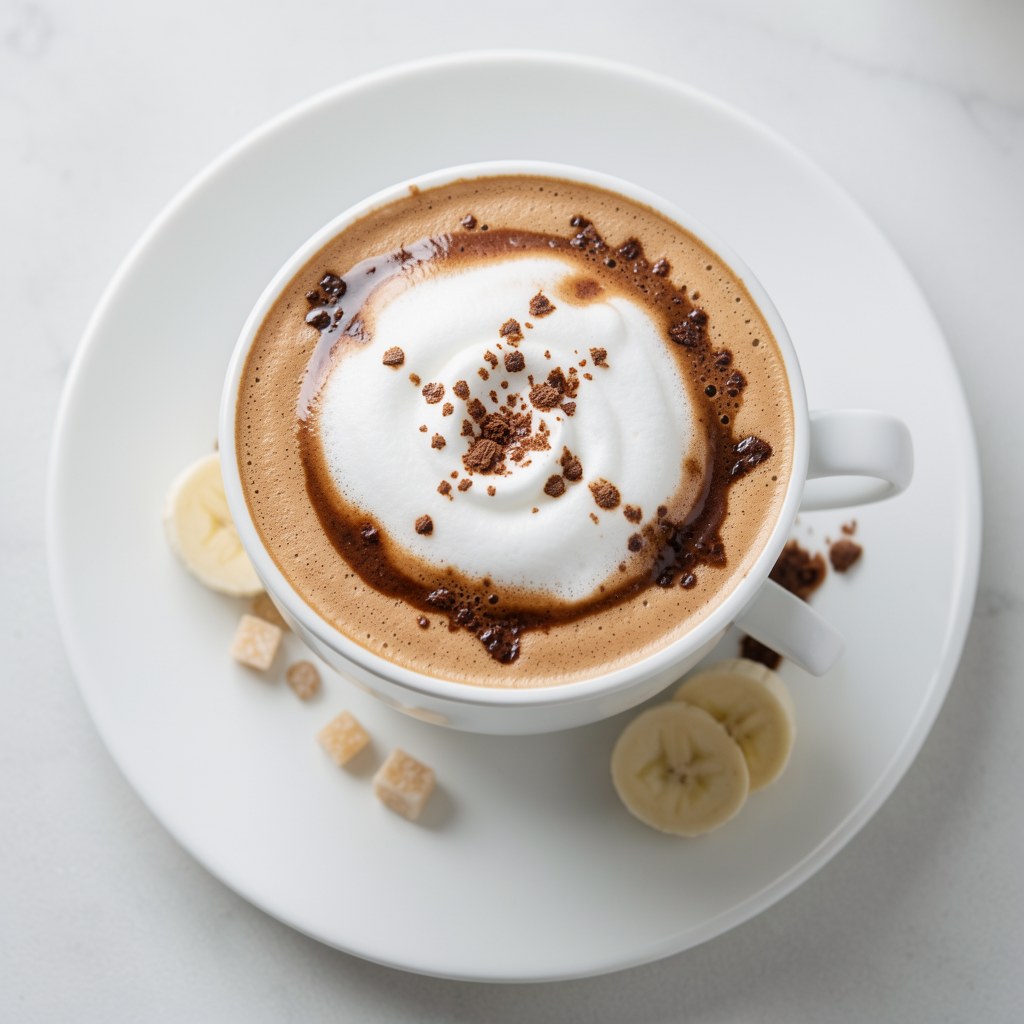 Kawa latte bananowo krówkowa