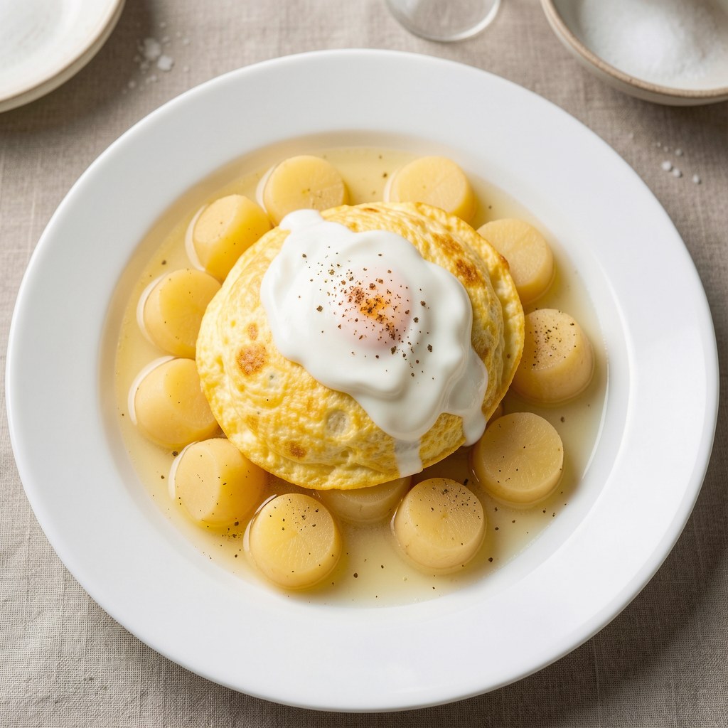 Omlet z ziemniakami w bulionie