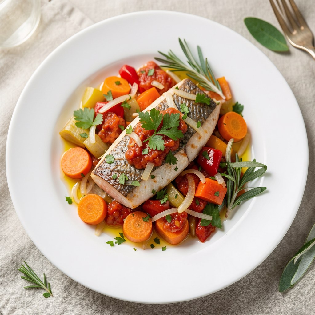 Ryba duszona w warzywach