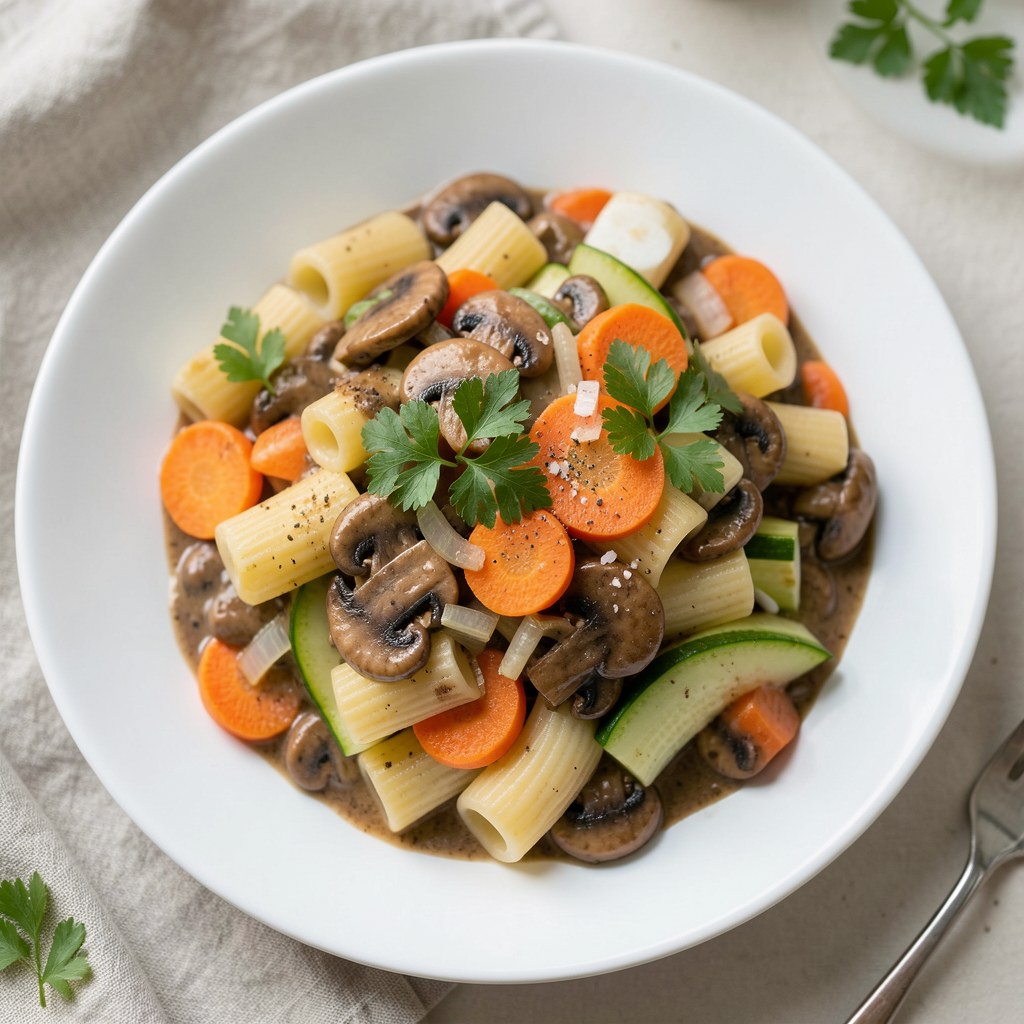 Makaron z sosem pieczarkowym