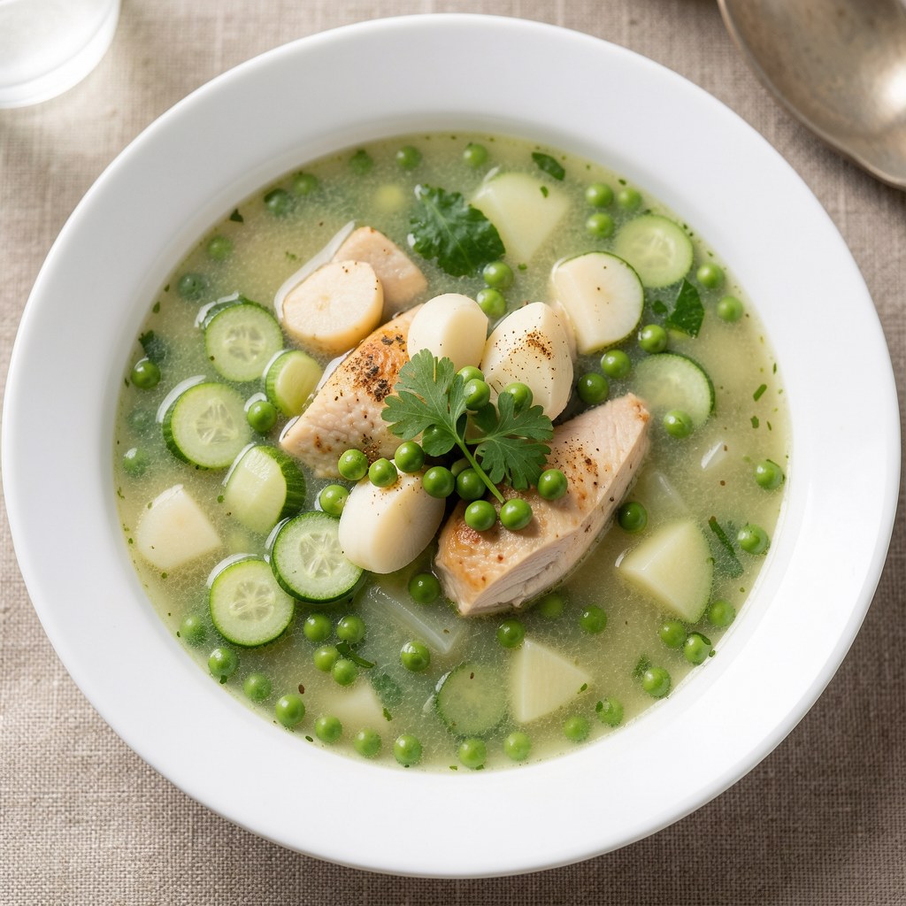 Zielona zupa z porem i cukinią