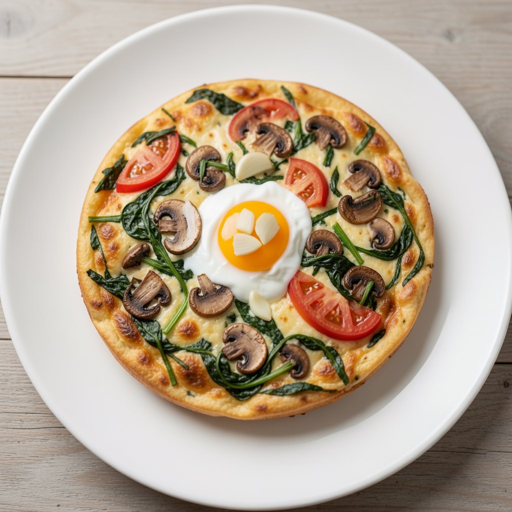 Frittata ze szpinakiem i pieczarkami