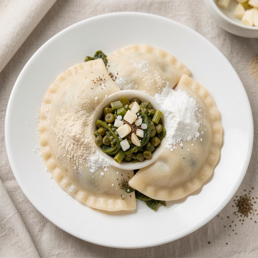 Pierogi z soczewicą i czosnkiem