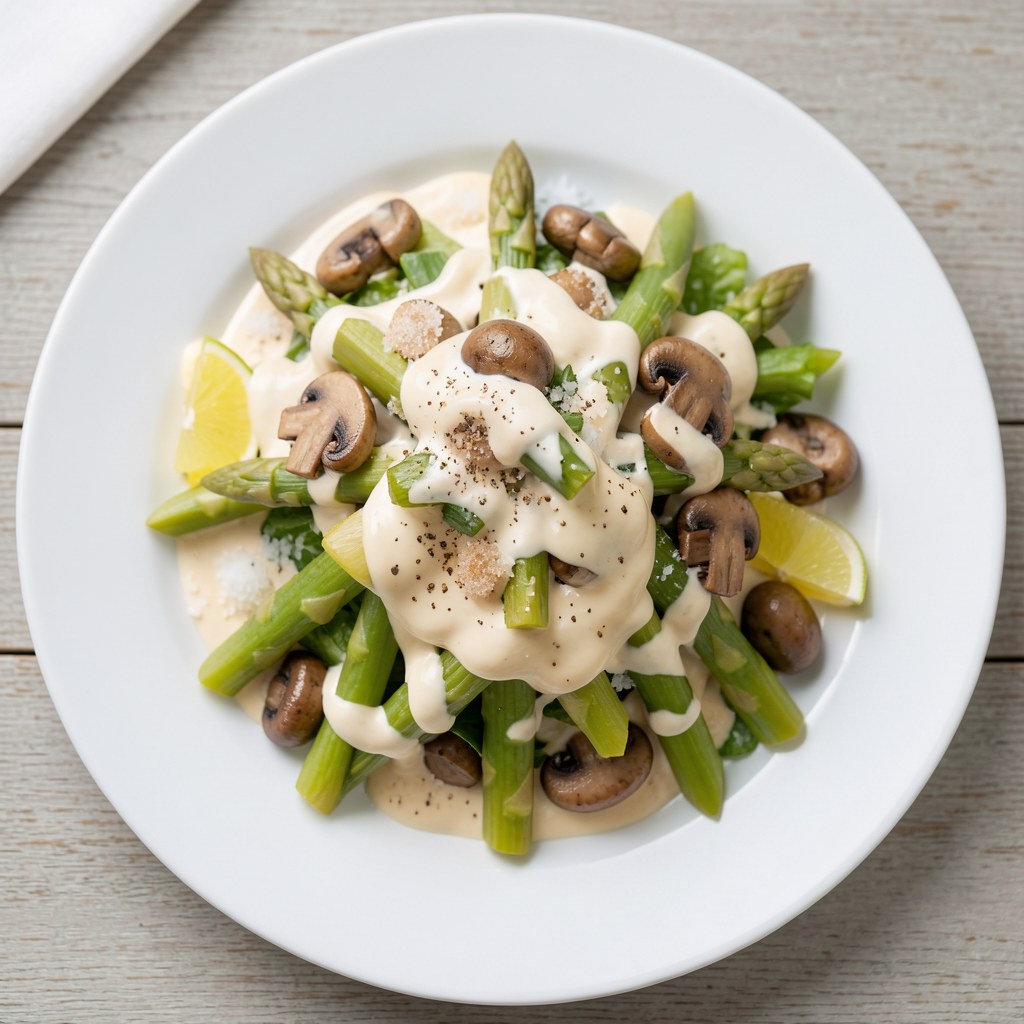 Sałatka ze szparagów i pieczarek
